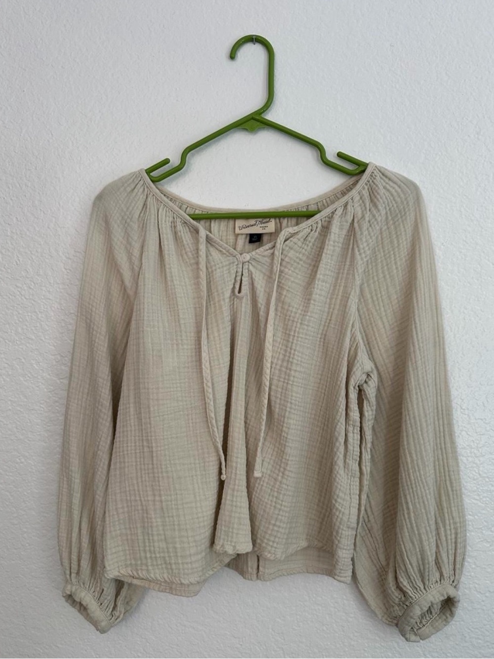 Universal Thread Cream Long-Sleeve Peasant Top